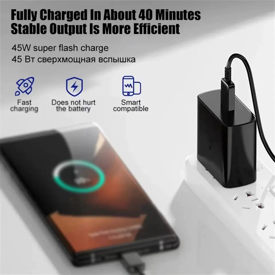 45W USB-C Fast Charger (EU Plug) with Cable